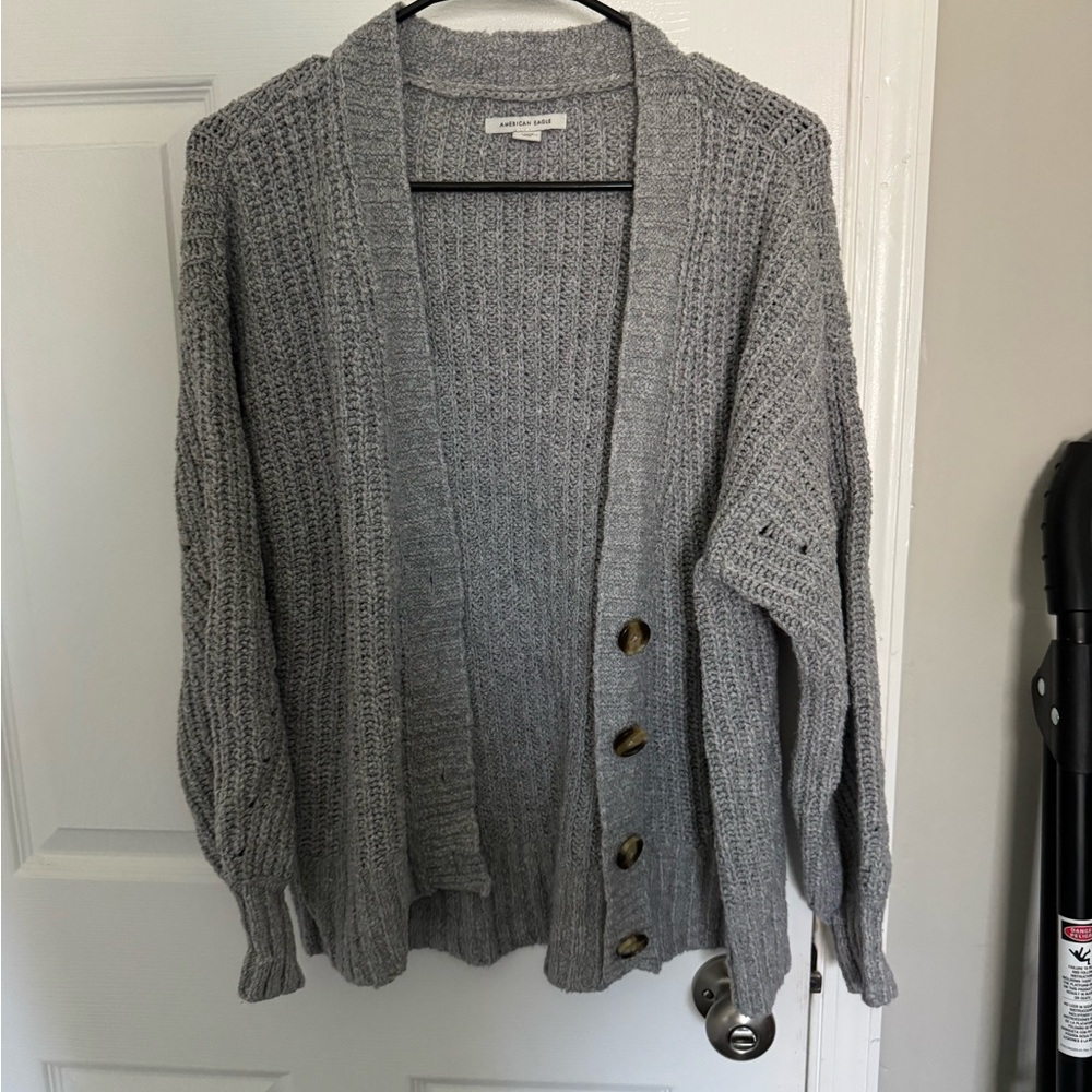 American Eagle Outfitters Gray Button-Up Cardigan